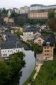 The Grund quarter along the Alzette River in central Luxembourg City, Luxembourg.