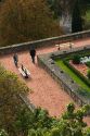Formal gardens at the Place de la Constitution in central Luxembourg City, Luxembourg.