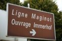 Road sign fot the Maginot Line in Alsace, northeast France.