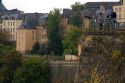 The Grund quarter along the Alzette River in central Luxembourg City, Luxembourg.