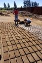 Adobe bricks being made at Talca, Chile.