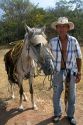 Costa Rican farmer with his horse near the town of Nicoya, Costa Rica. MR