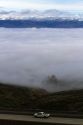 Valley fog and the Cascade Range near Ellensburg, Washington, USA.
