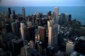 Aerial view of the city and Lake Michigan waterfront from the Willis Tower in Chicago, Illinois, USA.