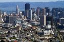 View of the city and Market Street from Twin Peaks in San Francisco, California, USA.