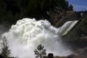 High water during spring runoff at Cascade Dam and the North Fork of the Payette River, Idaho, USA.