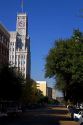 Gothic clock tower of the Lamar Life Building in Jackson, Mississippi, USA.