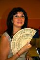 Argentine woman holding a fan in Buenos Aires; Argentina.