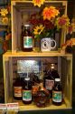 Maple syrup displays at a sugar shack in Lake Odessa, Michigan, USA.