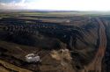 Aerial view of a dragline being used in the process of coal surface mining in Campbell County, Wyoming, USA.