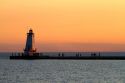 The Ludington Light at the end of the breakwater on the Pere Marquette Harbor located in Ludington, Michigan, USA.