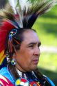 Blackfoot indian in traditional dress at the Blackfoot Arts and Heritage Festival at Waterton Park townsite in Waterton Lakes National Park, Alberta, Canada. MR