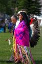 Blackfoot indian in traditional dress at the Blackfoot Arts and Heritage Festival at Waterton Park townsite in Waterton Lakes National Park, Alberta, Canada.