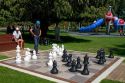 Outdoor chess game in a park at Taupo in the Waikato Region, North Island, New Zealand.