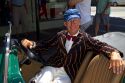 Man sits in his 1930's vintage car during the Tremains Art Deco Weekend  at Napier in the Hawke's Bay Region, North Island, New Zealand.