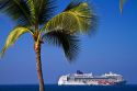 The Pride of America cruise ship at anchor off the coast at Kailua-Kona on the Big Island of Hawaii, USA.