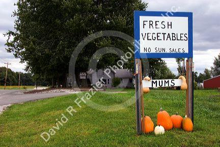 A farm selling fresh vegetables near Mansfield, Indiana.