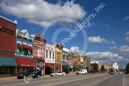 Main street with store front in Ottawa, Kansas.
