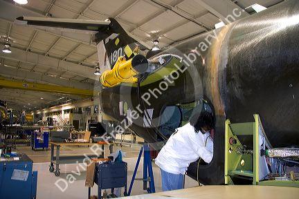 Assembly worker at the Beechcraft factory in Wichita, Kansas.