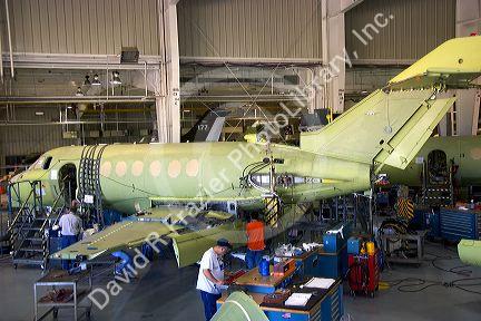 Assembly work at the Beechcraft factory in Wichita, Kansas.