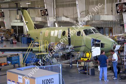 Assembly work at the Beechcraft factory in Wichita, Kansas.