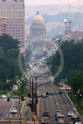 Smoke from forest fires pollute the air in Boise, Idaho. August 2006.