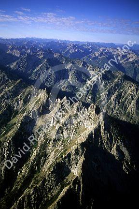 An aerial view of the Sawtooth Mountains in Idaho.
