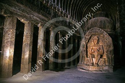 Inside the Ellora Caves in India.