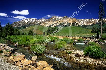 Fly fishing on the Big Wood River near Sun Valley, Idaho.