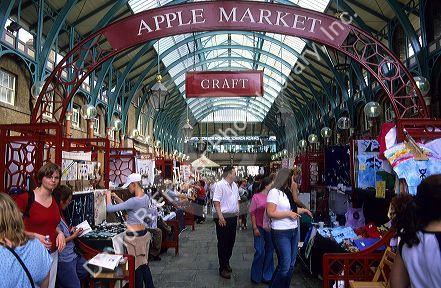 People shopping at the Covent Garden Market in London, England.