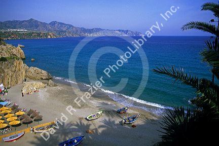 Beach scene at Nerja, Spain.