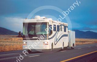 Motor home traveling on Interstate 80 near Winnemucca, Nevada.