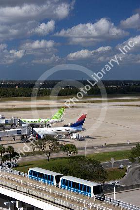 Monorail at the Tampa International Airport, Tampa, Florida.