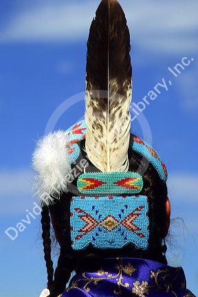 Shoshone Bannock Native American Indian wearing traditional beadwork at a festival in Boise, Idaho.