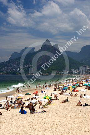 Visitors at the Ipanema Beach in Rio de Janeiro, Brazil.