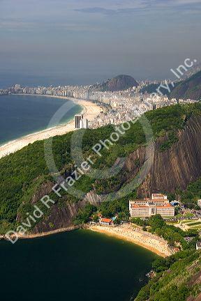 View of Rio de Janeiro and Copacabana Beach from Sugarloaf Peak, Brazil.