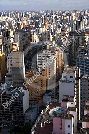 A view of Sao Paulo from atop the Edificio Italia building, Brazil.