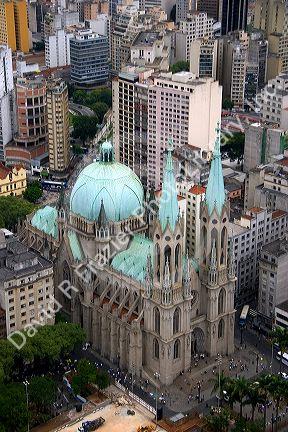 Aerial view of the Sao Paulo Municipal Cathedral, Brazil.