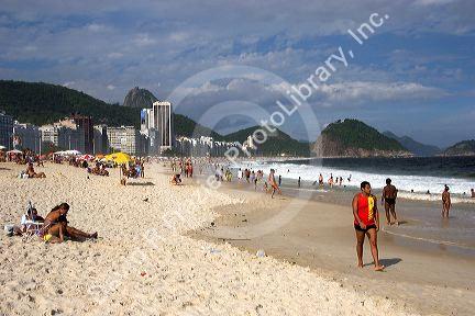 Visitors at the Copacabana Beach in Rio de Janeiro, Brazil.