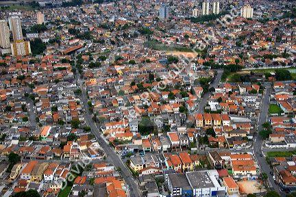 Aerial view of housing in Sao Paulo, Brazil.
