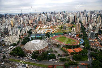 Aerial view of st‡dio êcaro de Castro Mello e Gin‡sio do ibirapuera in Sao Paulo, Brazil.