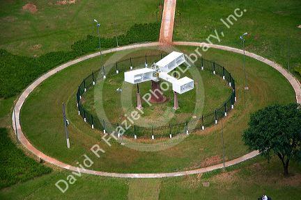 Monument to Alberto Santos-Dumont in Sao Paulo Brazil.  The airplane is a replica of the 14 Bis which he invented.