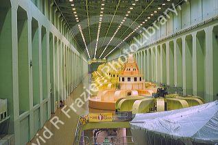 Turbines in the McNary Power Plant. The dam on the Columbia River between Oregon and Washington at Umatilla, Oregon is operated by the Bonneville Power Administration.
