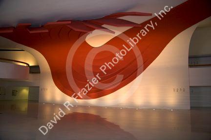 Interior lobby of a concert hall in Parque do Lbirapuera, Sao Paulo, Brazil.