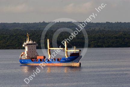 A container ship on the Amazon River at Manaus, Brazil.