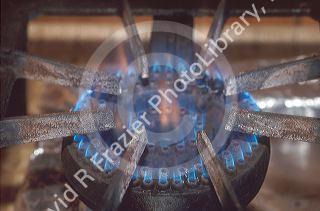 Burner on a gas range.