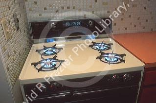 Burner on a gas range.