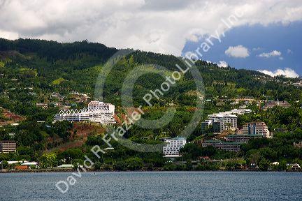 The city of Papeete on the island of Tahiti.