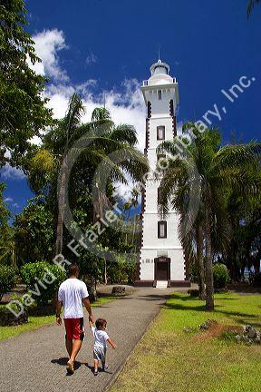The only lighthouse on Tahiti sits on the spot Captin James Cook landed on the island at Point Venus.