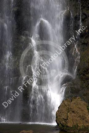 One of the Trois Cascades, a waterfall on the island of Tahiti.